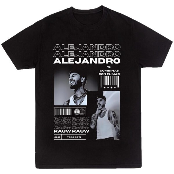 Mesa de trabajo 4-100 Playera Negra Hombre Raw Alejandro Casual Urbano