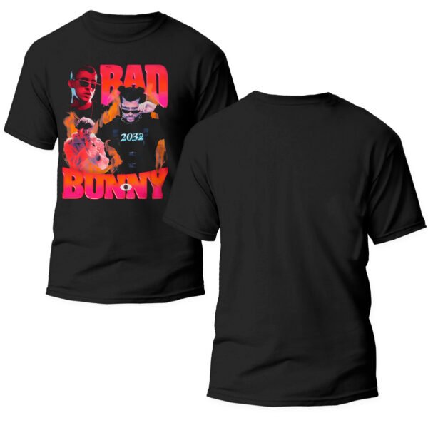 Playera Negra Hombre Bad Bunny Casual Urbano