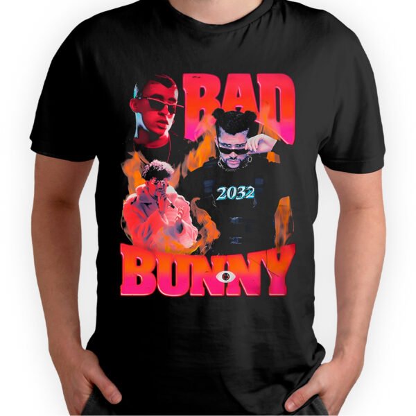 Playera Negra Hombre Bad Bunny Casual Urbano