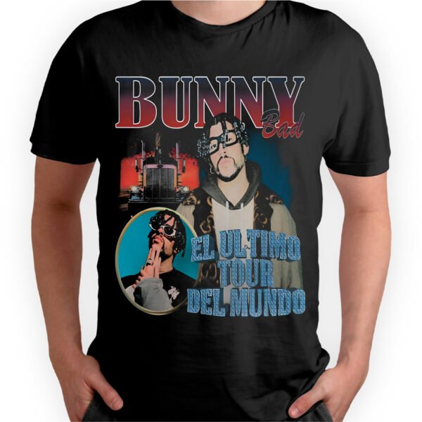 Playera Negra Hombre Bad Bunny Casual Urbano
