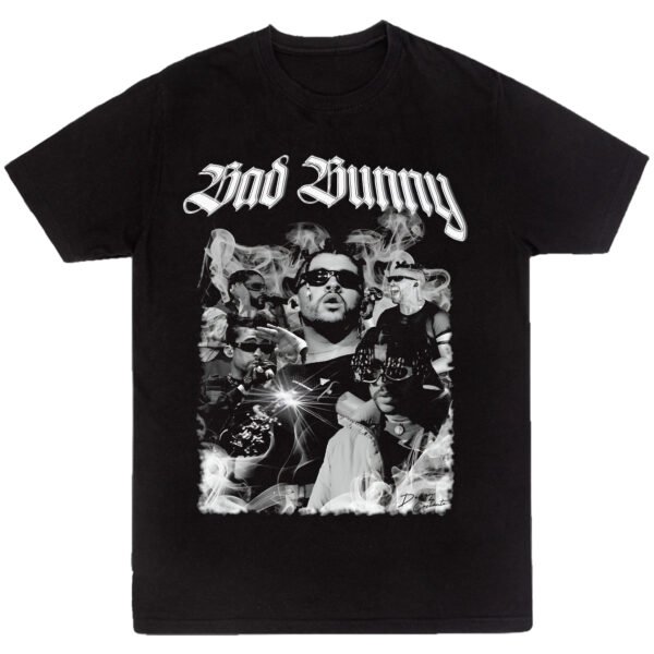 Mesa de trabajo 8-100 Playera Negra Hombre Bad Bunny Casual Urbano
