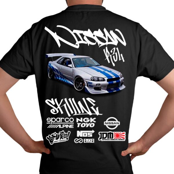 Playera Autos Negra Hombre Nissan Skyline GT-R R34 Casual Urbano