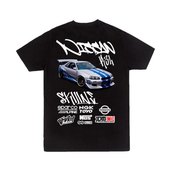 Playera Autos Negra Hombre Nissan Skyline GT-R R34 Casual Urbano