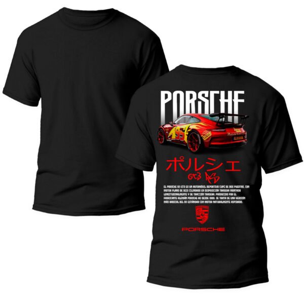 PRayo Doble Playera Autos Negra Hombre Porsche 911 GT3 RS Casual Urbano