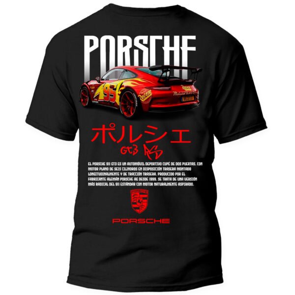 PRayo Espalda Playera Autos Negra Hombre Porsche 911 GT3 RS Casual Urbano