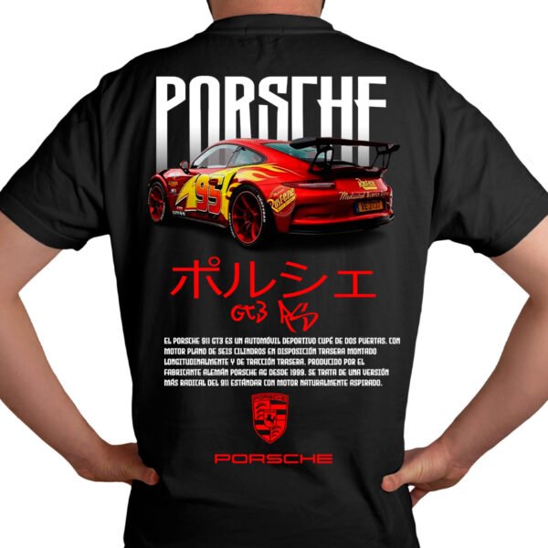PRayo Modelo Playera Autos Negra Hombre Porsche 911 GT3 RS Casual Urbano