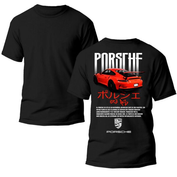 PRojo Doble Playera Autos Negra Hombre Porsche 911 GT3 RS Casual Urbano