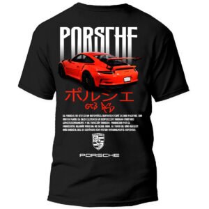 PRojo Espalda Playera Autos Negra Hombre Porsche 911 GT3 RS Casual Urbano
