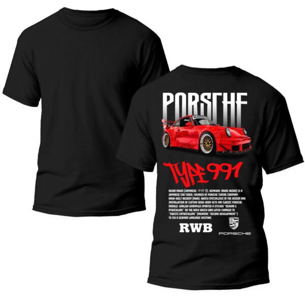 Playera Autos Negra Hombre Porsche Type 991 Casual Urbano