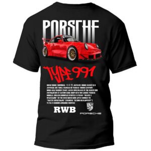 PType1991 Espalda Playera Autos Negra Hombre Porsche Type 991 Casual Urbano