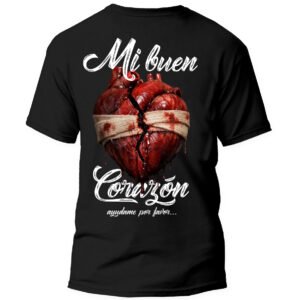"Mi Buen Corazón" Playera Sonidera 100% Algodón color Negro
