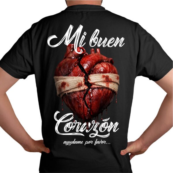 "Mi Buen Corazón" Playera Sonidera 100% Algodón color Negro