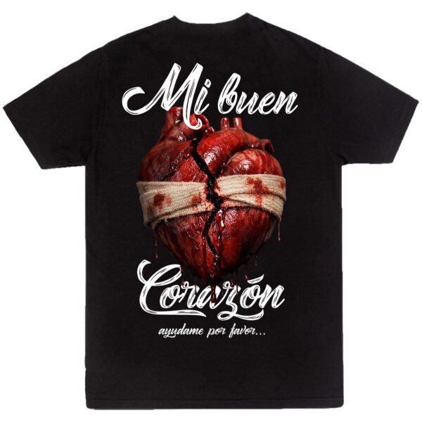 "Mi Buen Corazón" Playera Sonidera 100% Algodón color Negro
