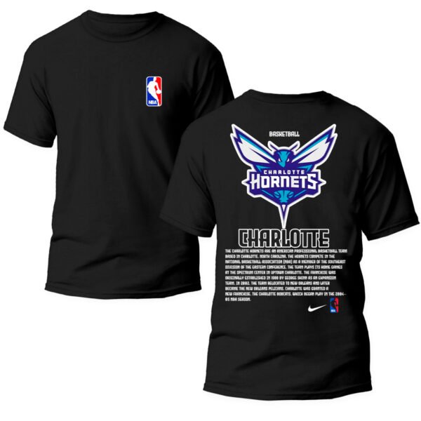 Playera Negra Hombre Charlotte Hornets Casual Urbano