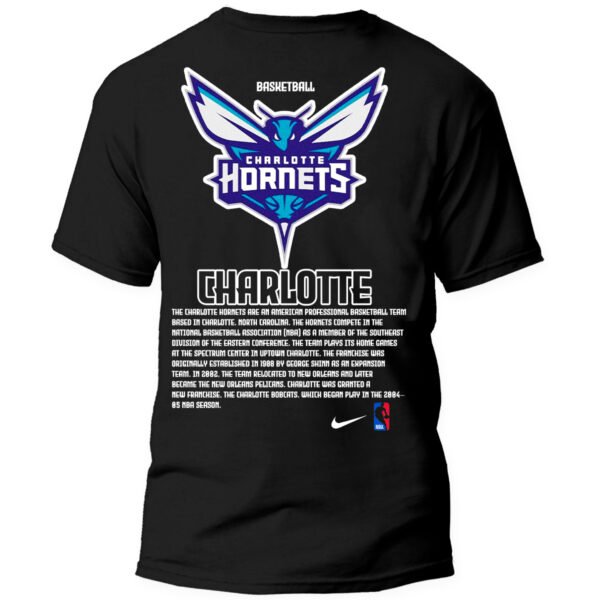 Playera Negra Hombre Charlotte Hornets Casual Urbano