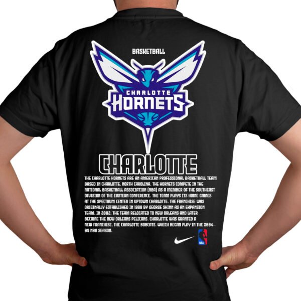 Playera Negra Hombre Charlotte Hornets Casual Urbano
