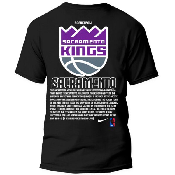 Playera Negra Hombre Sacramento Kings Casual Urbano