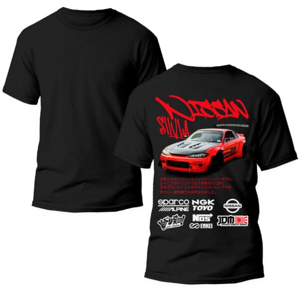 SilviaR Doble Playera Autos Negra Hombre Nissan Silvia S15 Casual Urbano