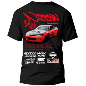 SilviaR Espalda Playera Autos Negra Hombre Nissan Silvia S15 Casual Urbano
