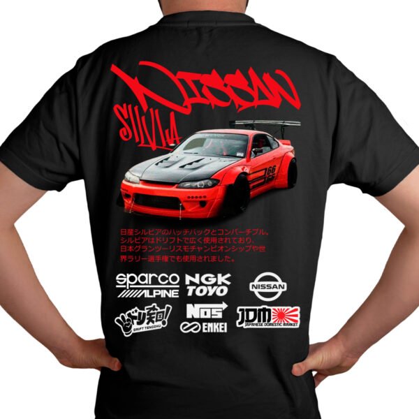 SilviaR Modelo Playera Autos Negra Hombre Nissan Silvia S15 Casual Urbano