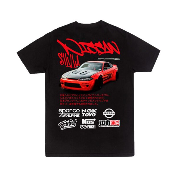 SilviaR Playera Playera Autos Negra Hombre Nissan Silvia S15 Casual Urbano
