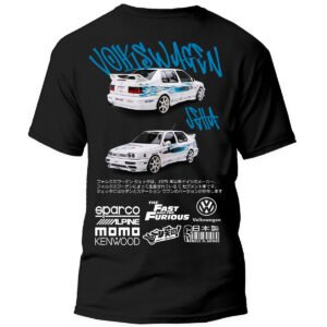 VW Espalda Playera Autos Negra Hombre Volkswagen Jetta Casual Urbano