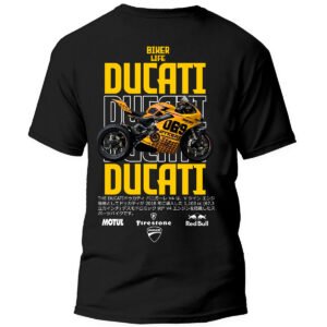ducati3 frontal Playera Motos Negra Hombre Ducati Casual Urbano