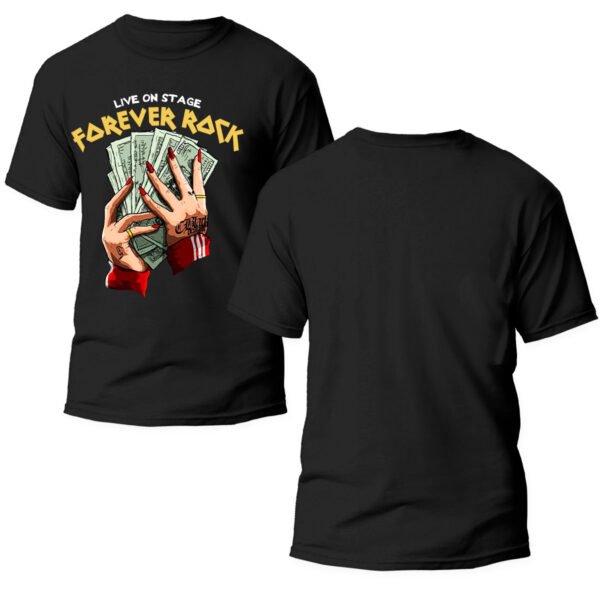 forever doble Playera Negra Hombre Forever Rock Casual Urbano