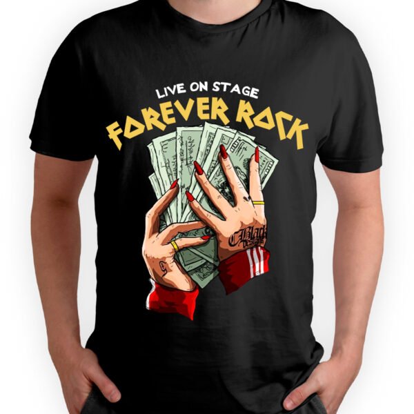 forever modelo Playera Negra Hombre Forever Rock Casual Urbano