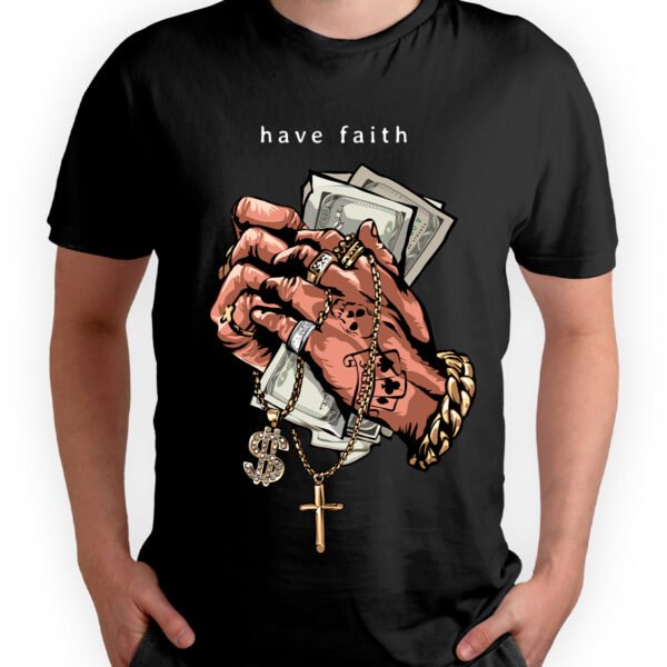 Playera Negra Hombre Have Faith Casual Urbano