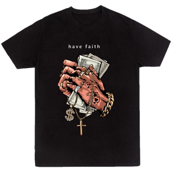 Playera Negra Hombre Have Faith Casual Urbano