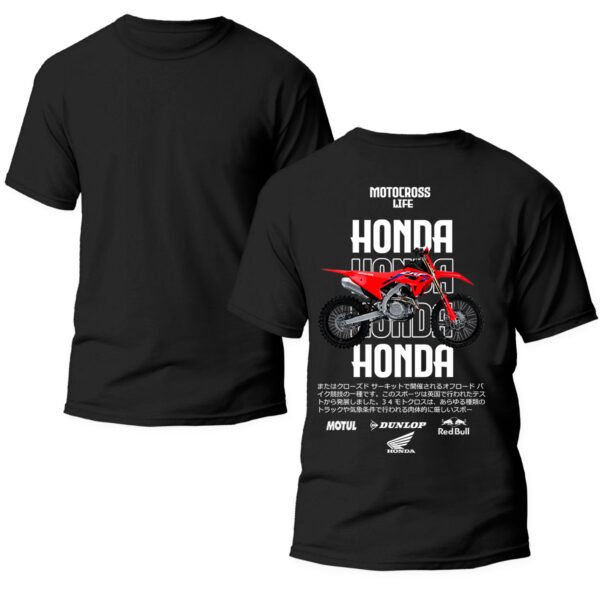 Playera Motos Negra Hombre Honda Casual Urbano
