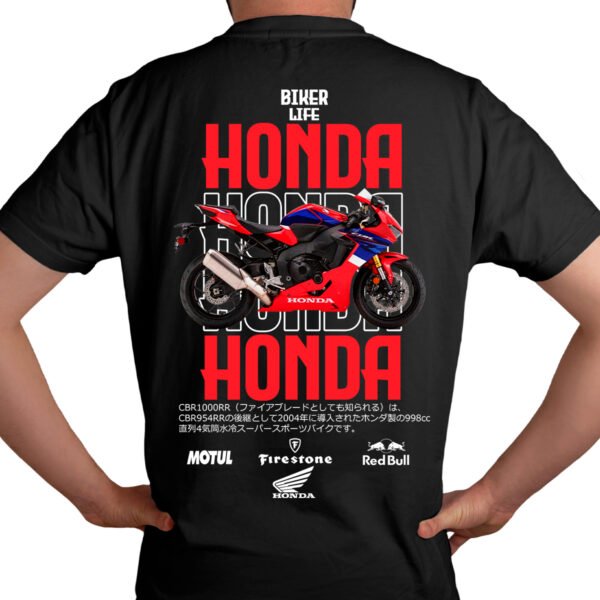 honda1 modelo Playera Motos Negra Hombre Honda Casual Urbano