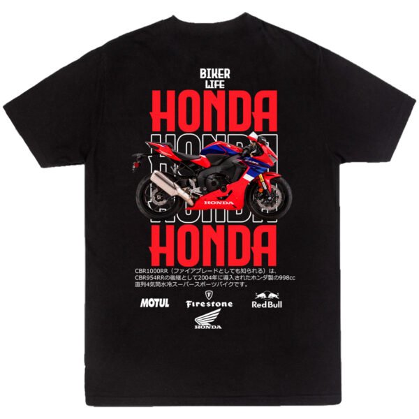 honda1 playera Playera Motos Negra Hombre Honda Casual Urbano