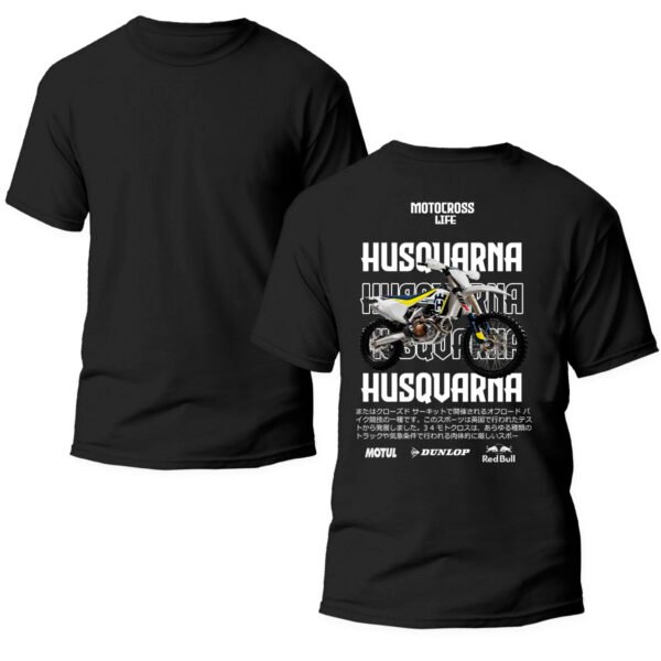 Playera Motos Negra Hombre Husquarna Casual Urbano