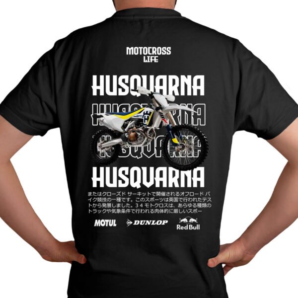 Playera Motos Negra Hombre Husquarna Casual Urbano