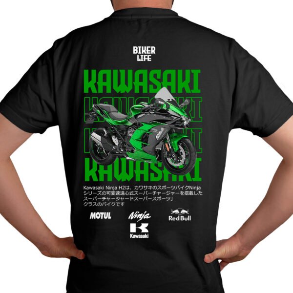 kawasaki modelo Playera Motos Negra Hombre Kawasaki Casual Urbano