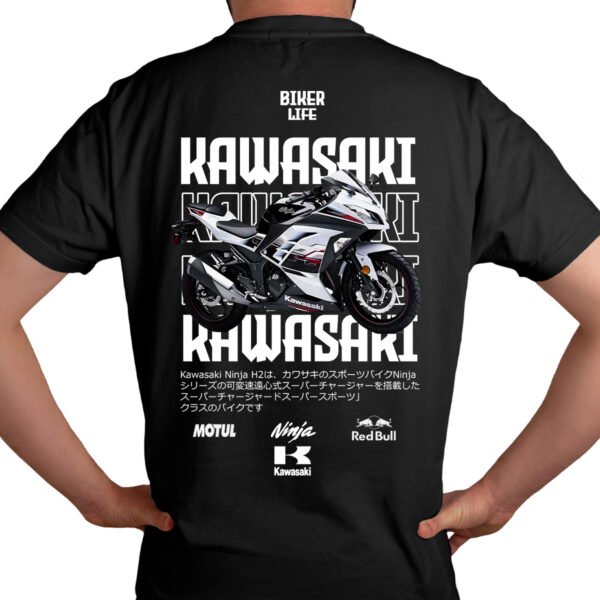 kawasaki1 modelo Playera Motos Negra Hombre Kawasaki Casual Urbano