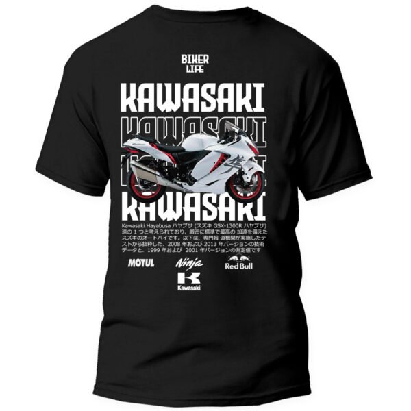 kawasaki2 frontal Playera Motos Negra Hombre Kawasaki Casual Urbano