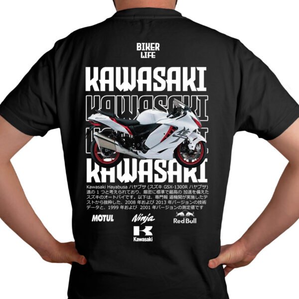 kawasaki2 modelo Playera Motos Negra Hombre Kawasaki Casual Urbano