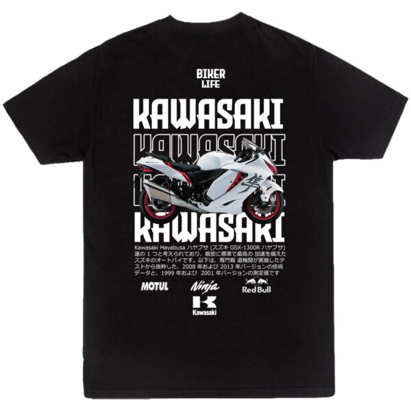 kawasaki2 playera Playera Motos Negra Hombre Kawasaki Casual Urbano