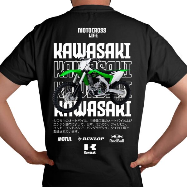 kawasaki3 modelo Playera Motos Negra Hombre Kawasaki Casual Urbano
