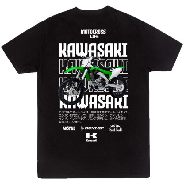 kawasaki3 playera Playera Motos Negra Hombre Kawasaki Casual Urbano