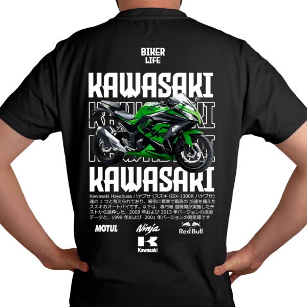 kawasaki4 modelo Playera Motos Negra Hombre Kawasaki Casual Urbano