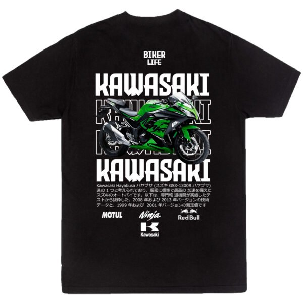 kawasaki4 playera Playera Motos Negra Hombre Kawasaki Casual Urbano