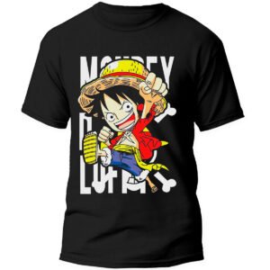 Playera Anime Negra Hombre One Piece Casual Urbano