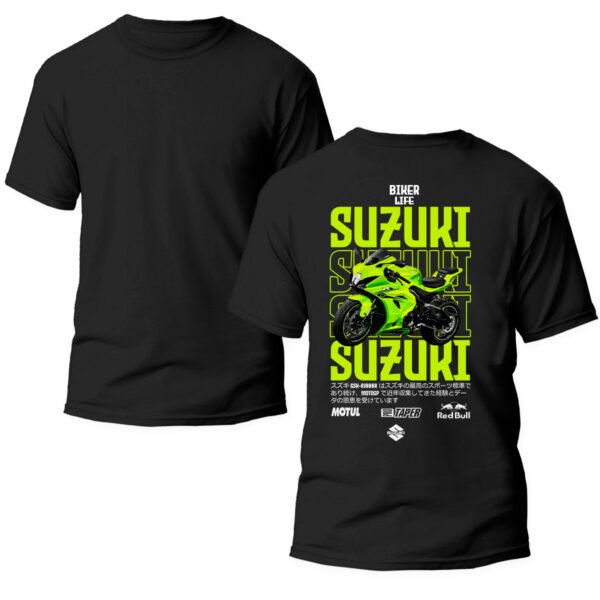Playera Motos Negra Hombre Suzuki Casual Urbano