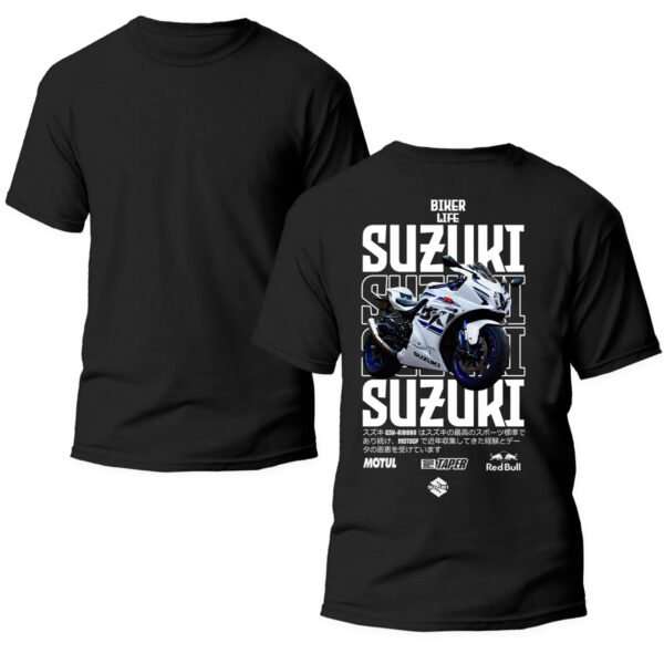 Playera Motos Negra Hombre Suzuki Casual Urbano