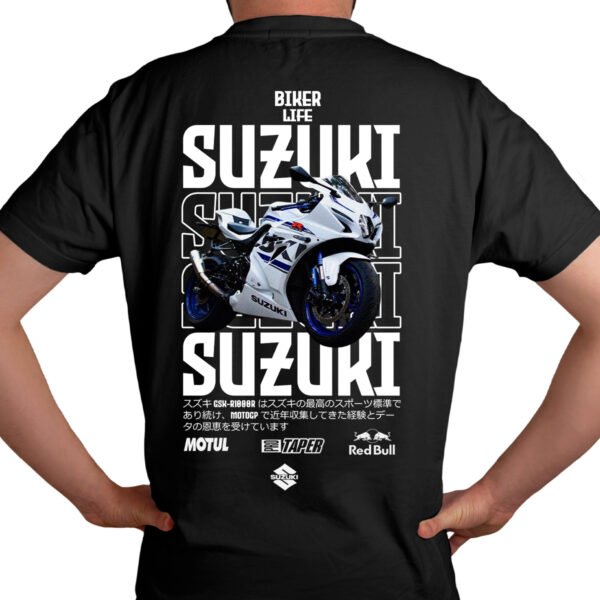 Playera Motos Negra Hombre Suzuki Casual Urbano