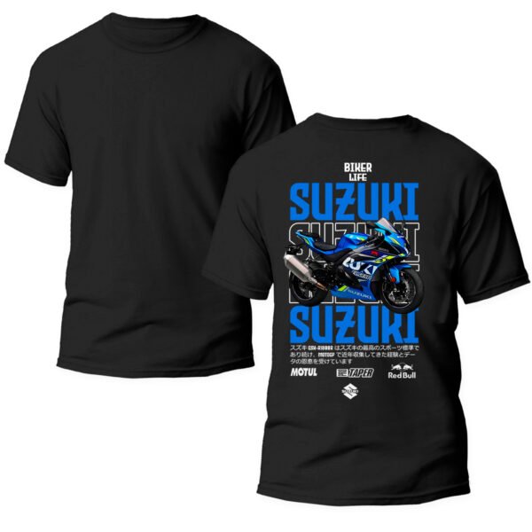 Playera Motos Negra Hombre Suzuki Casual Urbano